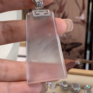 新品 定制无事牌毛衣链吊坠 纯天然玉石俄冰白冰高冰玻璃种黑刚厚装