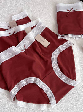 小兰裙新款r079蕾丝无痕莫代尔100S纯棉裆petite海棠红内裤女