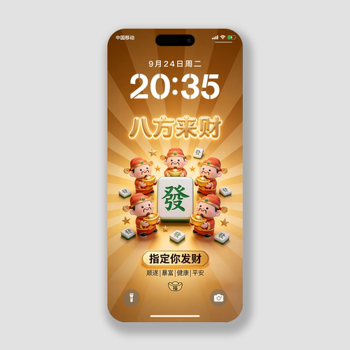 五路财神手机壁纸指定发财招财麻将高清安卓iPhone华为小米锁屏保