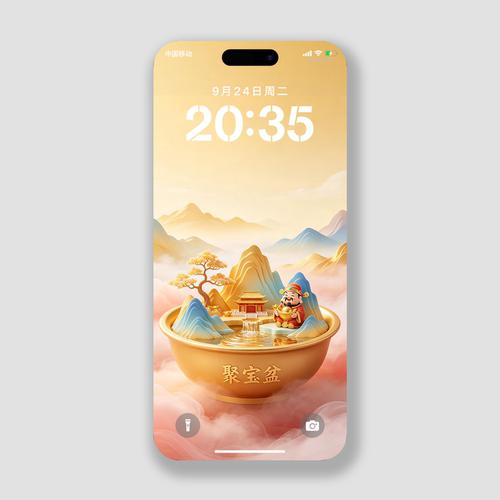 金黄色聚宝盆手机壁纸8k高清壁纸iphone华为小米wallpaper锁屏保