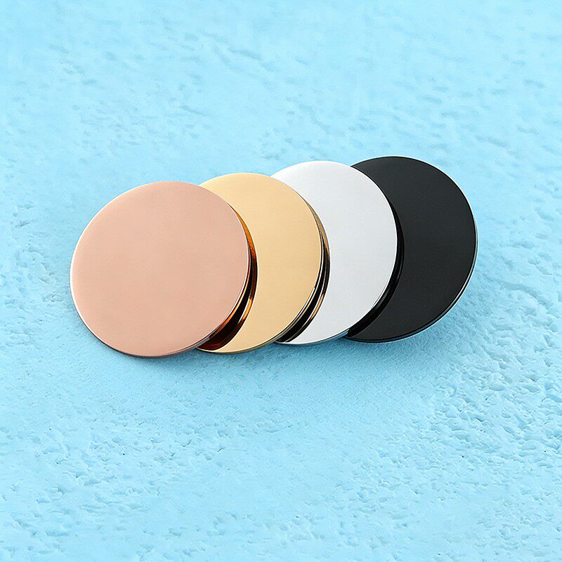 跨境卡包币无孔圆形多色现货可选激光刻字彩印空白材料不锈钢圆牌