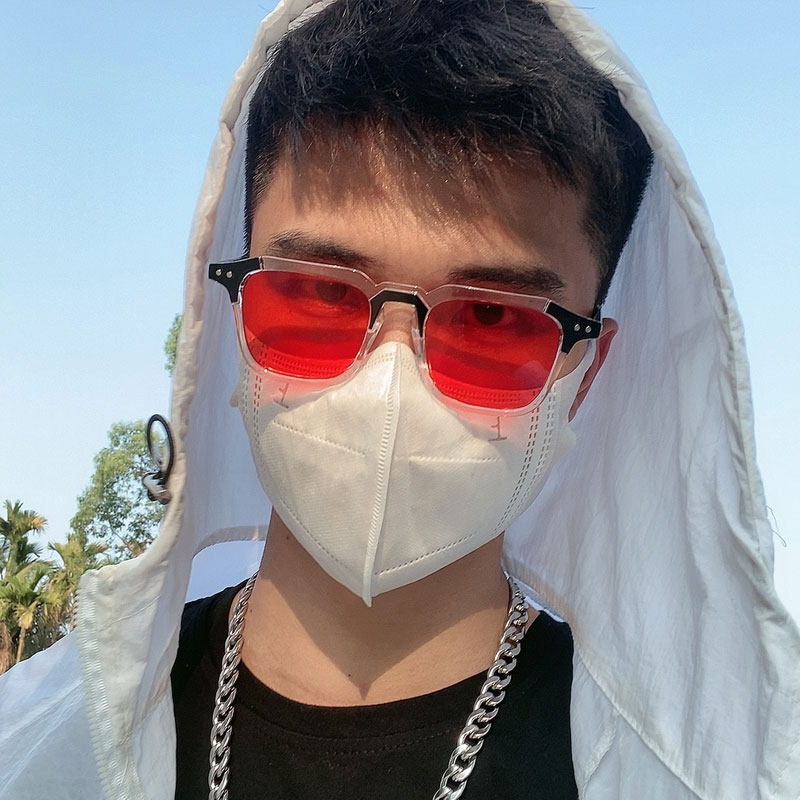 韩版新款男士简约方形小框墨镜原宿复古海洋片彩色拍照太阳镜女潮