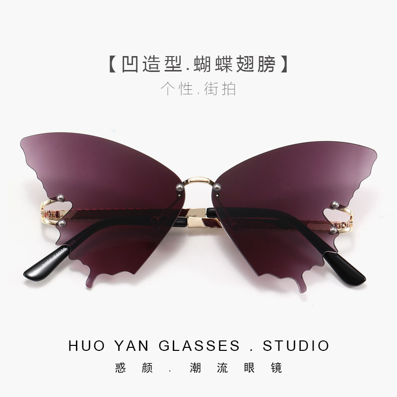 蝴蝶形眼镜个性翅膀太阳镜时尚大框网红墨镜女高级感ins防紫外线