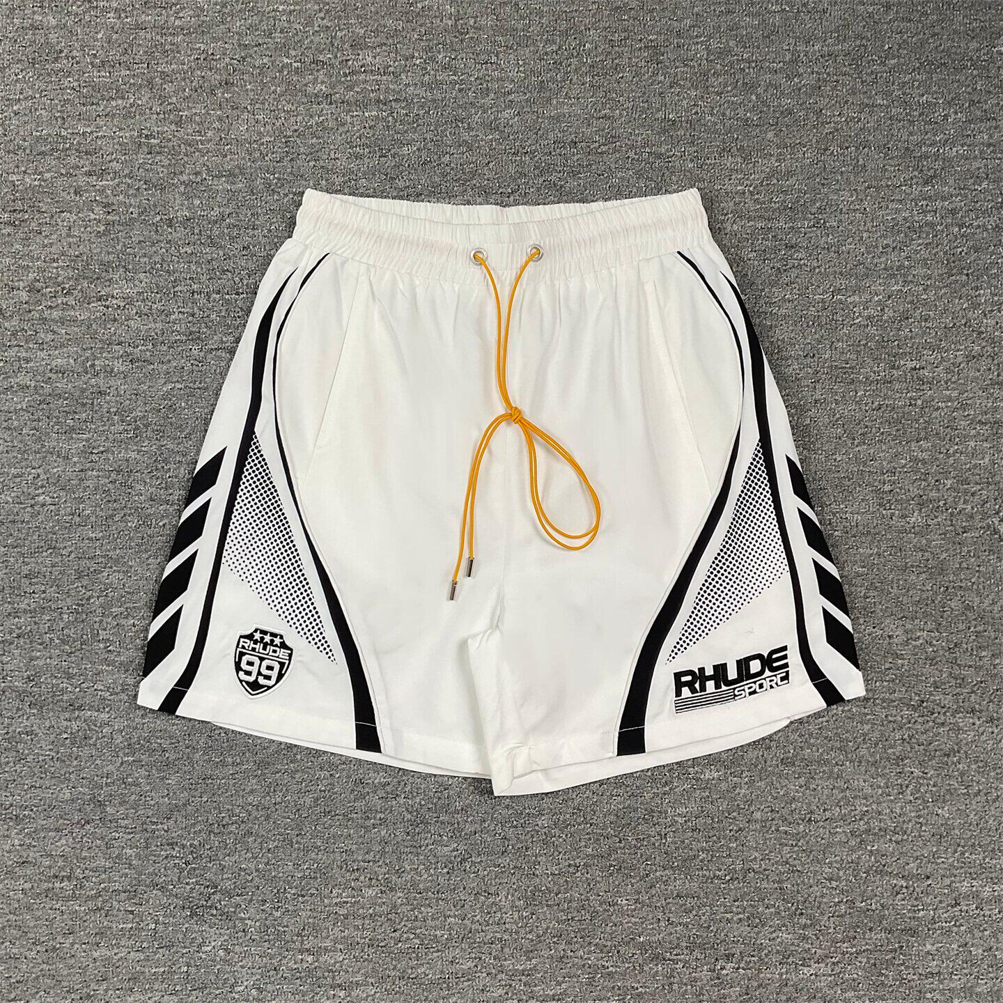 RHUDE美式刺绣LOGO运动短裤男女情侣款宽松抽绳薄款休闲五分裤 夏