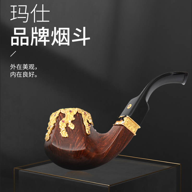 意大利玛仕Mastro de Paja手工烟斗礼盒 黄金钻石宝石斗 孤品独秀