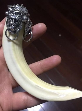 合金野猪牙三面兽头时尚个性藏银