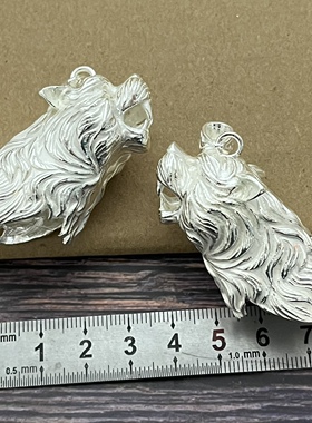 越轩银匠925纯银虎头吊坠重银打造镶嵌牙齿专用虎头霸气