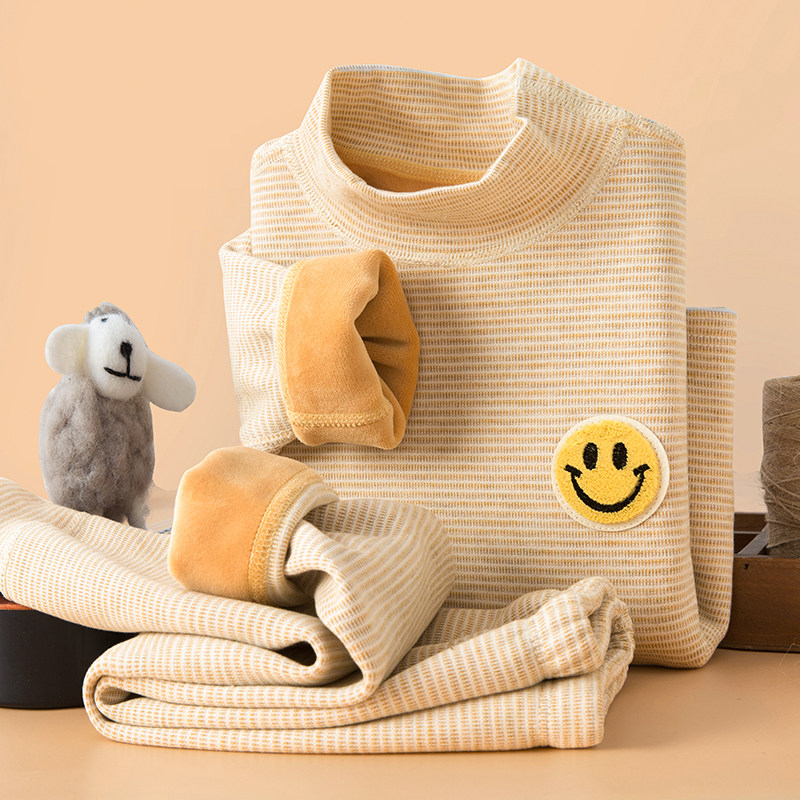 冬季儿童保暖内衣套装男女童加绒防寒加厚中大童半高领防风打底衫