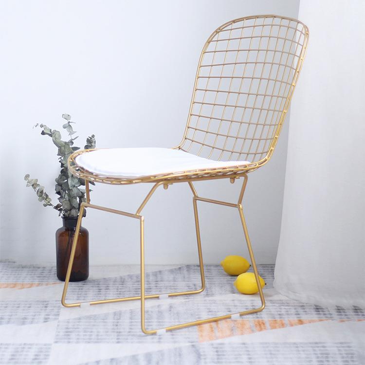 北镂空创意sy0154红轻奢铁意丝椅铁艺金色餐椅现代奶茶店欧时尚创