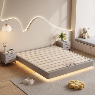 全实木无床头床架---床榫卯静音浮小户型骨齐边排架床架可定悬全