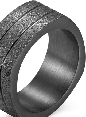 电商货源 珍珠沙黑色男士扳指  霸气四方形钛钢戒指 厂家直销