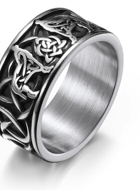 饰品货源北欧风凯尔特结钛钢戒指环 凯尔特狼男士戒指手饰