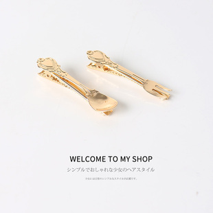 网红mona同款个性勺子叉子发夹头饰欧美有趣刘海夹鸭嘴夹