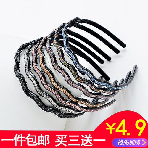 气质带齿水钻韩版洗脸头饰品发卡