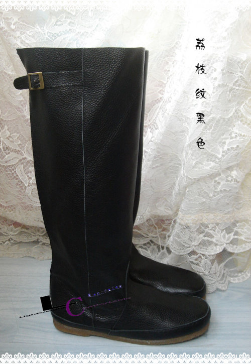 日系复古学院风大腿围田园复古森林系娃娃鞋平底大码高筒后钳女靴