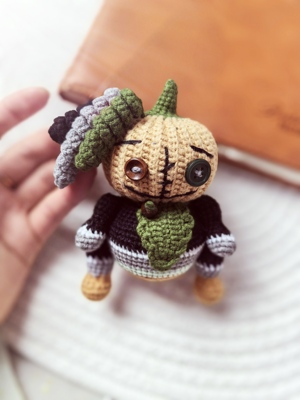 成品钩针小丑万圣节南瓜玩偶可爱毛线手工编织挂件钥匙扣礼物成品