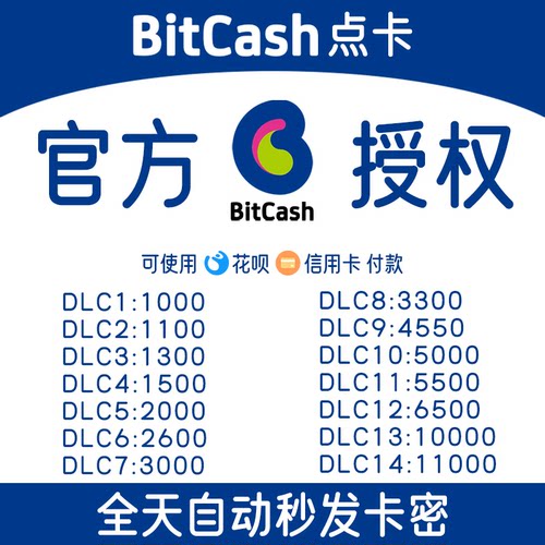 日本BitCash整百面额 游戏点卡充值卡1000 等可入库卡密 自动秒发