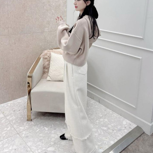 獨家稀少e1my元 小香风流苏拼接设计简约百搭高腰阔腿裤