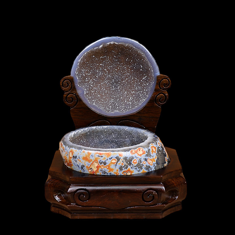 晶贵人天然玛瑙水晶洞聚宝盆原石摆件家居办公水晶装饰礼品小摆件