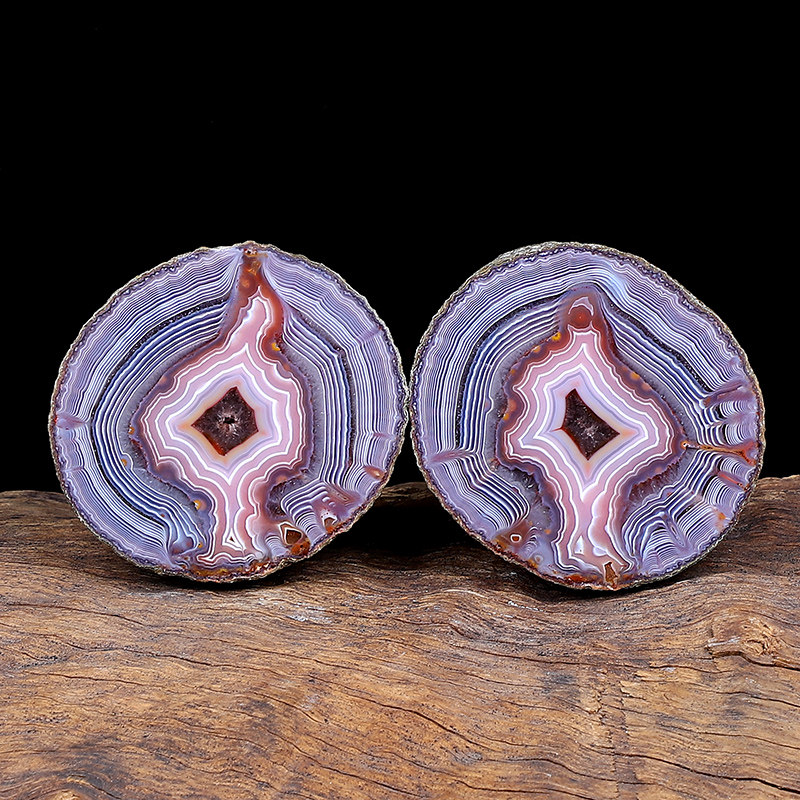 天然战国红玛瑙对石  缠丝玛瑙摆件