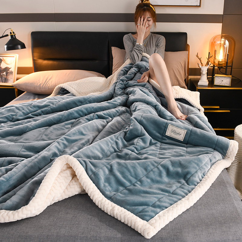 极速加厚三层毛毯被子o羊羔绒双层法兰绒床单珊瑚绒冬季保暖午睡