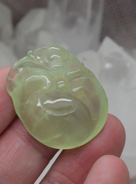 圆梦开运阁天然冰料葡萄石添福添寿吊坠 有证书