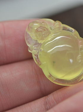 冰黄葡萄石添寿添福寿桃蝙蝠吊坠