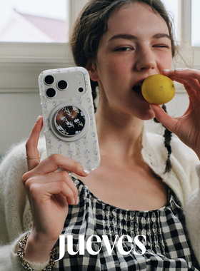 JUEVES星期四春日“蓝色碎花”适用iPhone17ProMax/17Pro/16ProMax/华为Pura70手机壳带支架