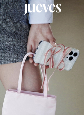 JUEVES星期四贝母蕾丝绑带蝴蝶结手机壳iphone17promax芭蕾风软壳16苹果适用15promax少女14pm华为mate60pro