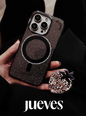 JUEVES星期四黑草莓闪粉磁吸壳iphone15pm手机壳17pro原创14promax全包15pro软壳16promax适用华为mate60pro