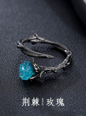 荆棘玫瑰花戒指女小众设计冷淡风