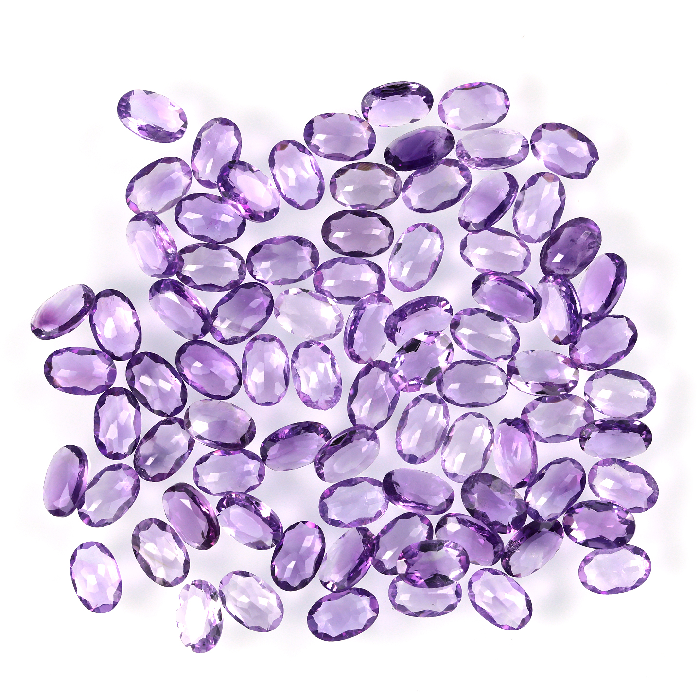 天然紫水晶椭圆形旦形DIY裸石水晶晶体通透戒指项链首饰镶嵌配石