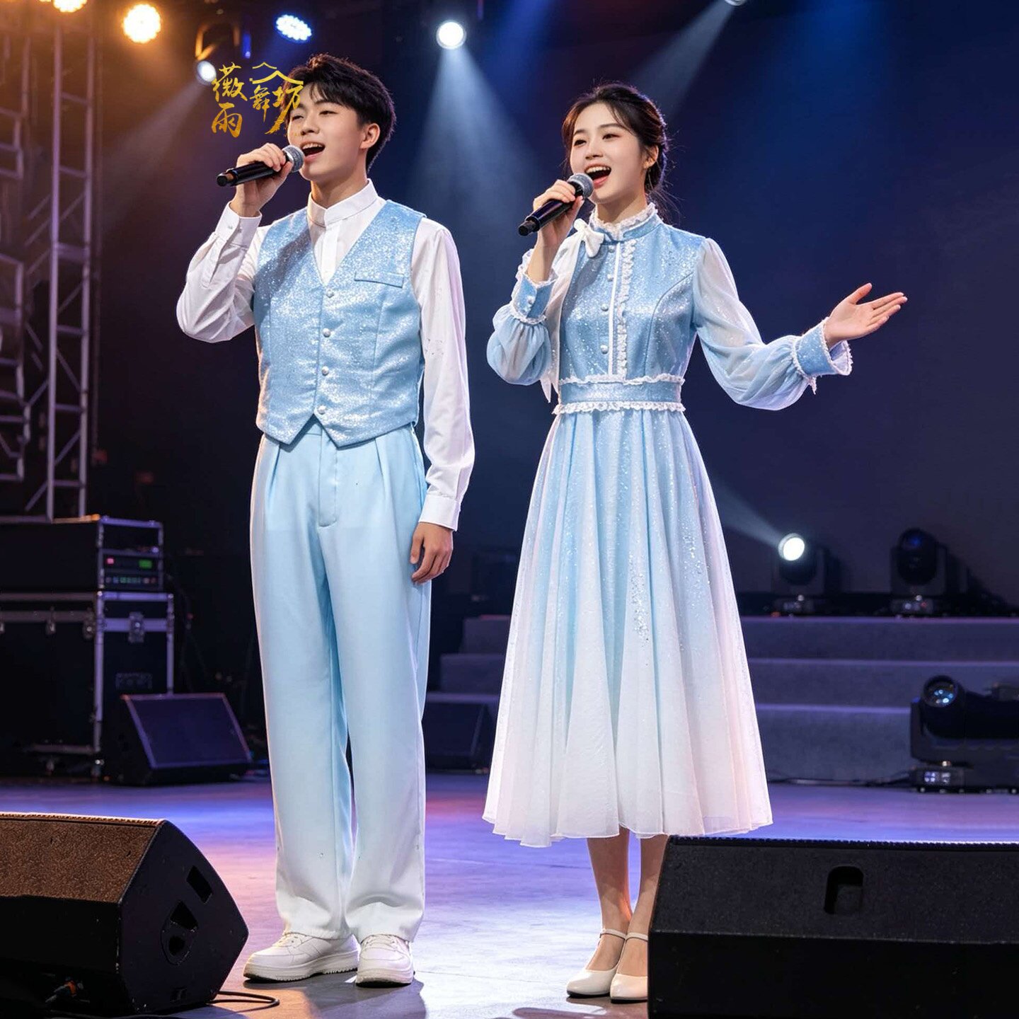 马卡龙学院风男女合唱演出套装
