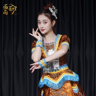 杭州出租侗族蝉舞蹈服装头饰演出服艺考表演服装考试服装舞台服装