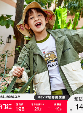 艾艾屋男童外套春秋童装新品中大童撞色翻领外套休闲夹克潮KNAC02