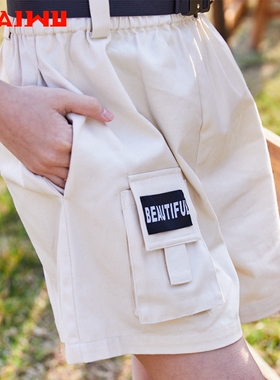 艾艾屋女童裤子夏季新品新品工装休闲薄款潮流纯棉梭织短裤TMST31