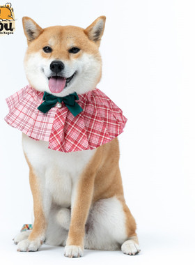 宠物狗狗猫咪小领巾柴犬圣诞英伦复古撞色风格子口水巾围脖配饰