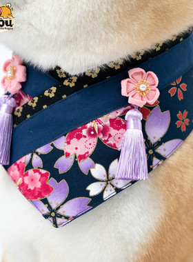 宠物狗狗猫柴犬柯基贵宾比熊樱花日式和风围巾围脖口水巾领巾饰品