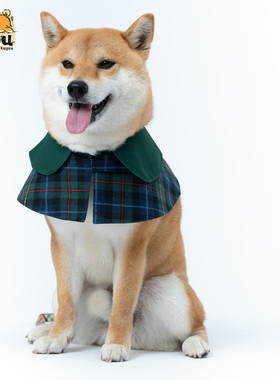 独家设计宠物狗狗猫咪柴犬英伦格子圣诞领巾口水巾斗篷围脖配饰
