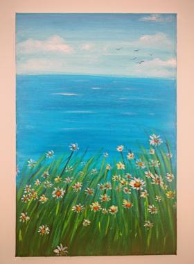 风景系列《一起去看海》纯手绘油画玄关装饰油画
