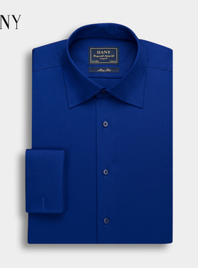 【男女同款】HANY汉尼衬衫DP免烫法式衬衫男士女士深蓝色宝蓝衬衣