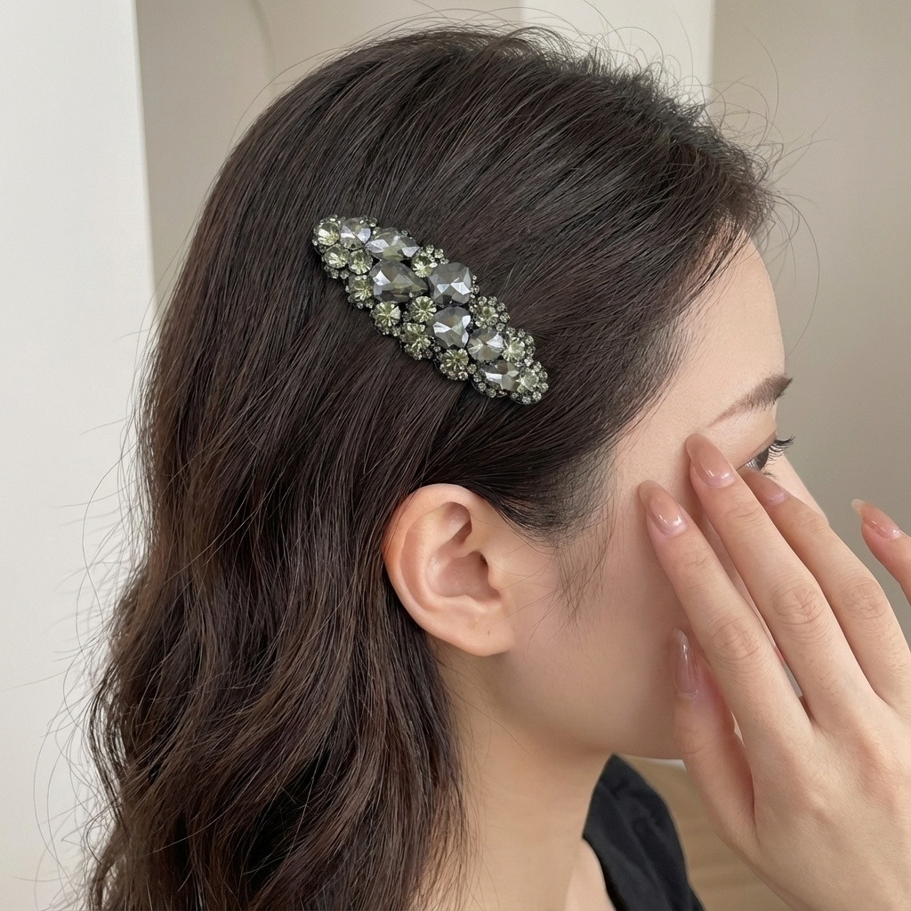 韩国水钻椭圆云朵发夹女复古闪亮侧边夹子头饰发饰,饰品/流行首饰/时尚饰品新,发饰,淘宝优惠券,粉丝福利购,淘宝优惠卷