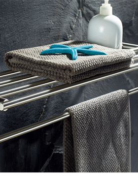 佳德无铅304不锈钢毛巾浴巾架浴室卫生间五金挂件置物架双层76266