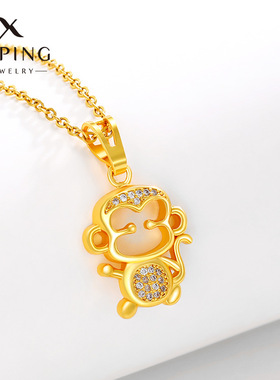 奢侈品平替合金镶锆镂空小猴子吊坠时尚轻奢卡通可爱生肖猴坠子女