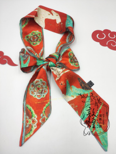 国潮配饰敦煌壁画复古九色鹿发带丝带飞天藻井飘带长条丝巾领巾