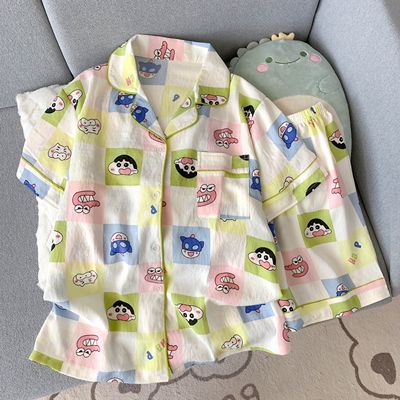 蜡笔小新纯棉睡衣女短袖短裤夏季新款可爱高级卡通外穿家居服套装