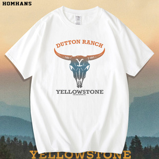 美剧黄石公园yellowstone周边男士短袖t恤纯棉美式潮流圆领夏季