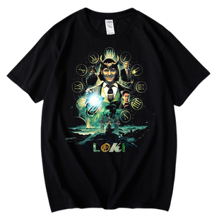 纯棉透气印花洛基美剧周边漫威时间管理局复仇者联盟男女宽松t恤