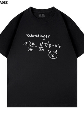 Schrödinger量子力学方程短袖t恤物理公式青少年学生男女生开学