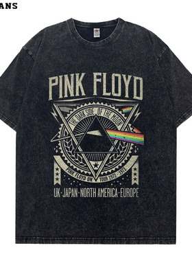 水洗做旧Pink Floyd The Dark Side of The Moon乐队周边短袖T恤